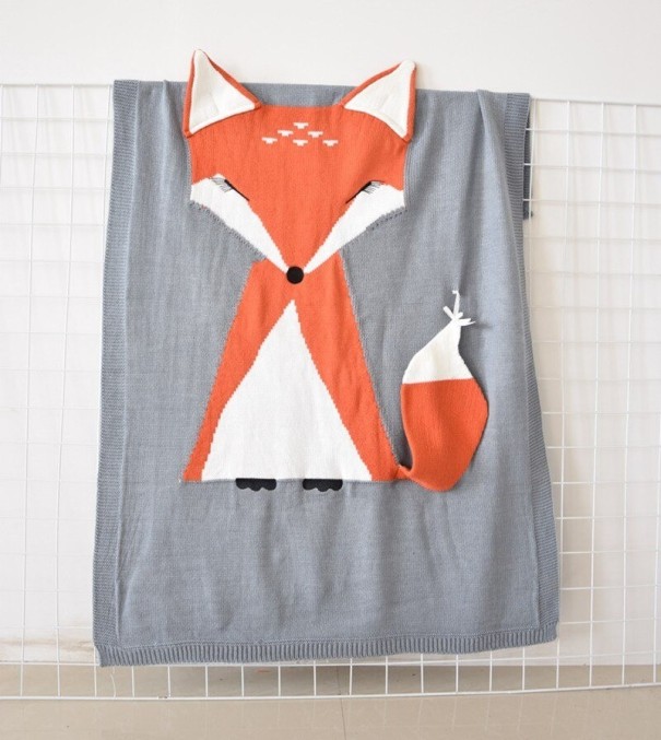 Children's Blanket with Fox E504 grey
