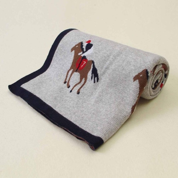 Children's Blanket with Horse light grey
