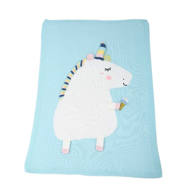 Children's Blanket with Unicorn light blue