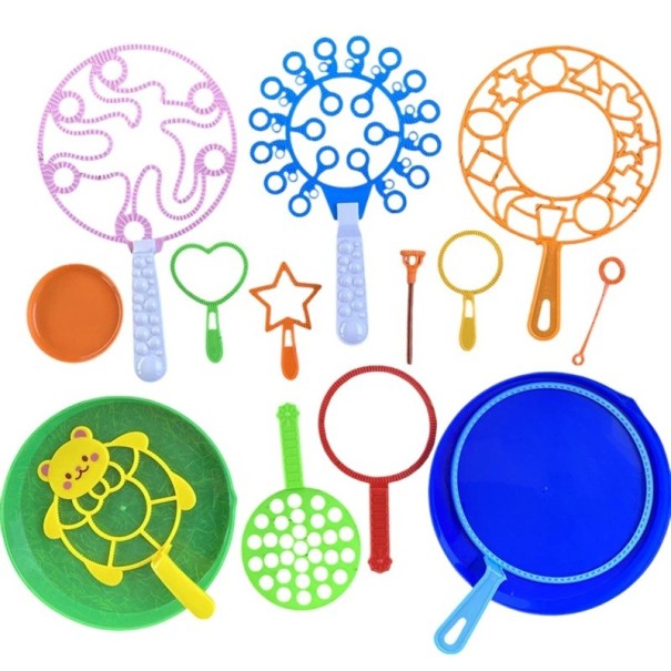 Children's Bubble Set 15 pcs 2 Bowls 20.5 cm Large Soap Bubbles Plastic Non-toxic Various Colours Set for Bubble Making for Parties Weddings and Family Events 1