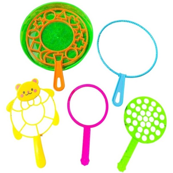 Children's Bubble Set 6 pcs Bowl 20.5 cm Large Soap Bubbles Plastic Non-Toxic Various Colours Bubble-Making Set for Celebrations and Family Events 1