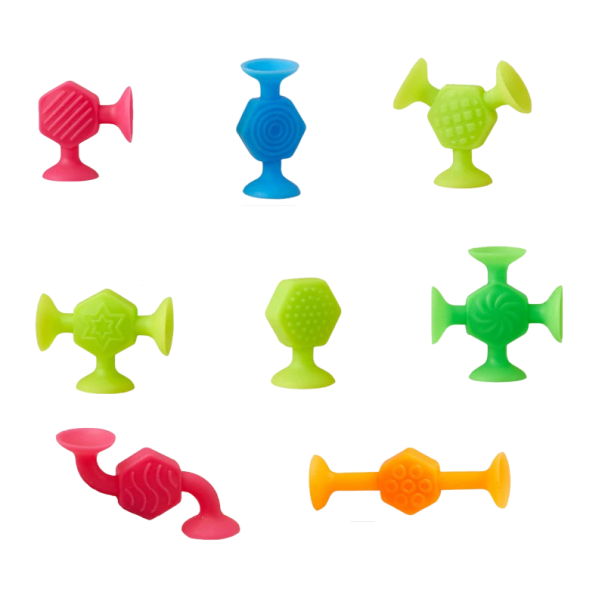 Children's Building Set with Suction Cups 25 pcs Colourful Rubber Pieces 1.5 x 2 cm Bath Toy and Travel Companion Creative Building Set with Suction Connectors 1