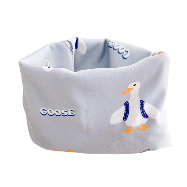 Children's Circular Scarf 30 x 22 cm Cotton Over Head Grey with Duck Motif Soft Comfortable Accessory for Boys and Girls Warm Stretchy Scarf for Everyday Wear 1