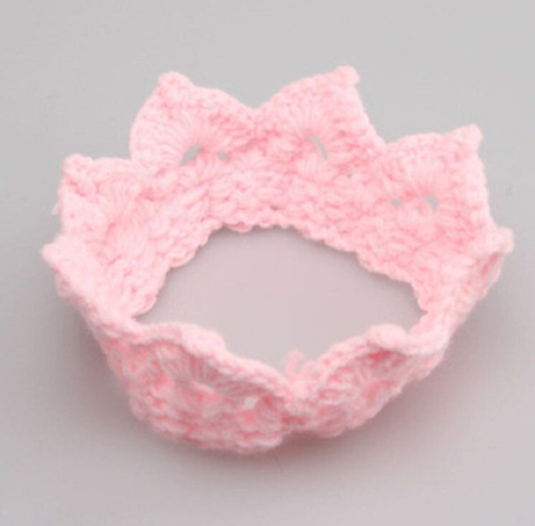 Children's Crocheted Crown A475 pink