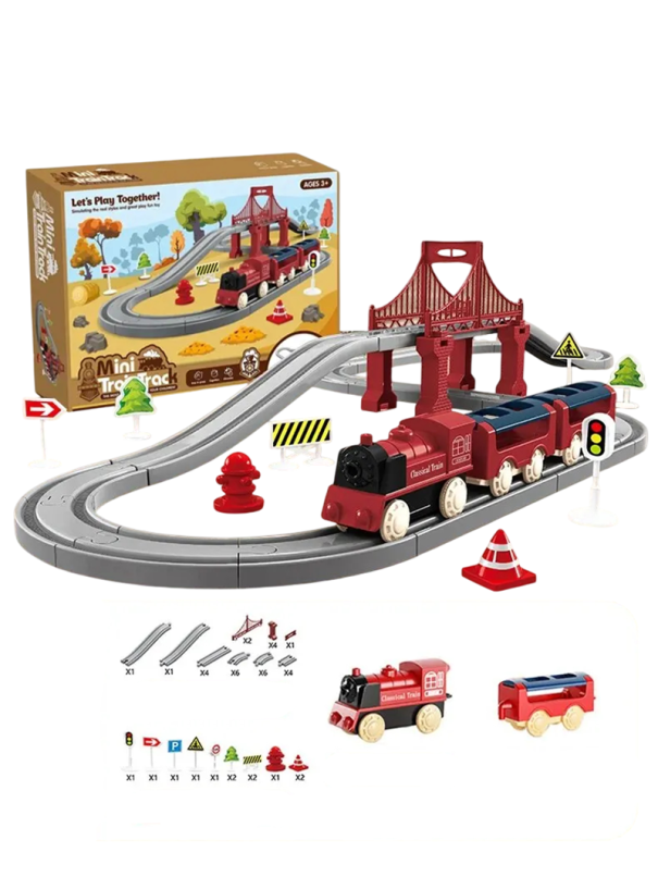 Children's Electronic Train Set Plastic with Electronic Accessories 44 Pieces for Children Aged 3 and Above Fun Train for Developing Motor Skills and Creativity 1