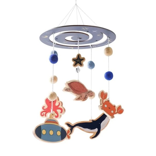 Children's Hanging Mobile for Suspension Above the Cot, Sea Animal Motif, Calming Decoration, Ideal for Baby Sleep 1