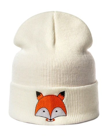 Children's Hat with Fox J2455 white