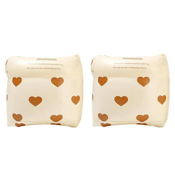 Children's Inflatable Arm Bands PVC 17 x 18 cm Cream Swimming Floats with Hearts Swimming Ring Buoy Armbands for Children and Adults 1