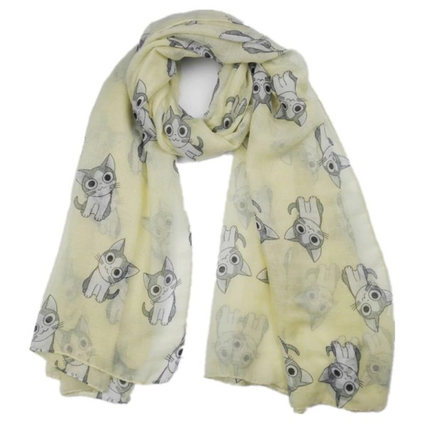 Children's Lightweight Scarf with Cats J2867 yellow