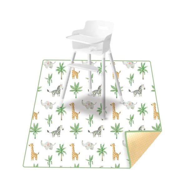 Children's Mat 110 × 110 cm White with Animals Waterproof Foldable Washable Mat with Non-Slip Silicone Base 1
