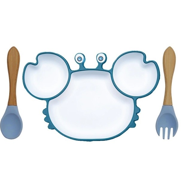 Children's Plate with Cutlery 3 pcs blue