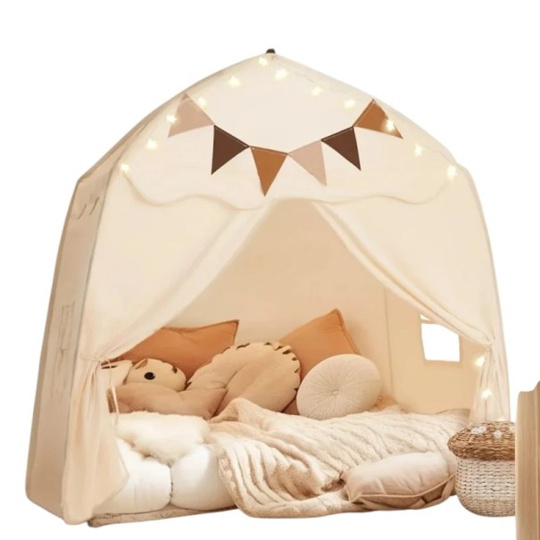 Children's Play Tent 59 x 59 x 39 inch Large Foldable Playhouse with Windows and Roll-Up Doors For 5+ Children Indoor and Outdoor Use 1