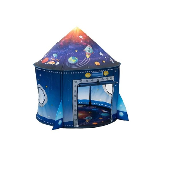 Children's Portable Tent 135 x 100 cm Folding Soft Playhouse with Rolling Doors Polyester Tent with Cosmic Patterns for Indoor and Outdoor Play 1