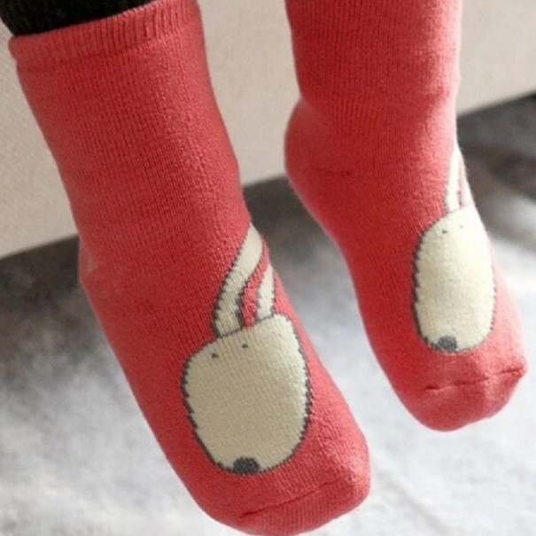 Children's Socks with Animal Embroidery red 2-4 years