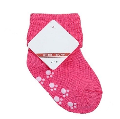 Children's Socks with Paws dark pink