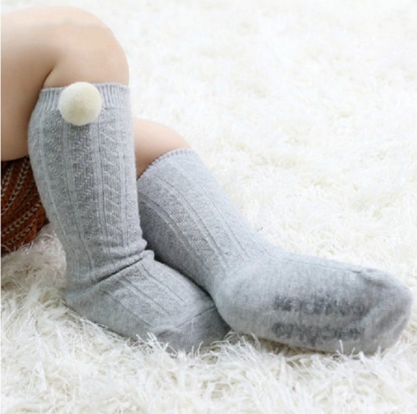 Children's Socks with Pom-Pom light grey 2-4 years