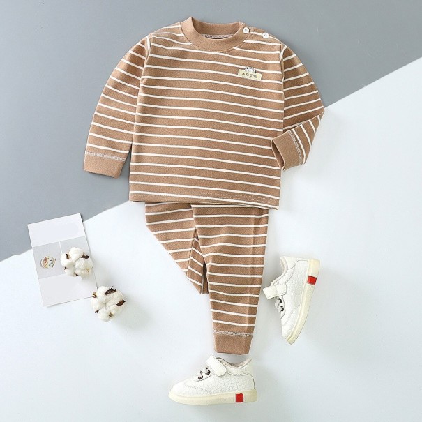 Children's Striped Tracksuit light brown 6-12 months