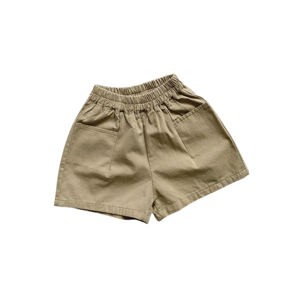 Children's Summer Cotton Shorts with Pockets and Elastic Waist Loose Shorts for Boys and Girls khaki 9-12 months