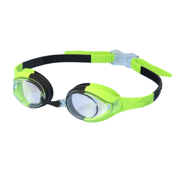 Children's Swimming Goggles 3–14 Years Silicone Frame Polycarbonate Lenses Soft Seal Adjustable Strap Safe Goggles for Children green