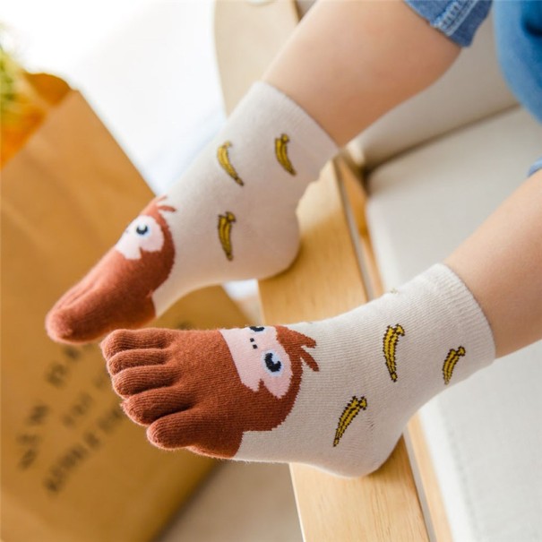 Children's Toe Socks with Animal Motif brown 7-12 years