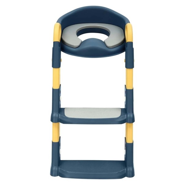 Children's Toilet Seat with Steps Adjustable Folding 34 × 34 × 44 cm, Non-Slip, Blue with Yellow Elements, for Children Aged 2-7 Years 1