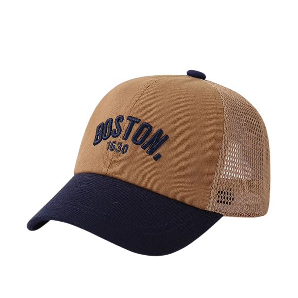 Children's Trucker Cap Boston Size 48–50 cm For Children 8 Months–3 Years Adjustable Mesh Two-Coloured Cap Cotton Polyester brown