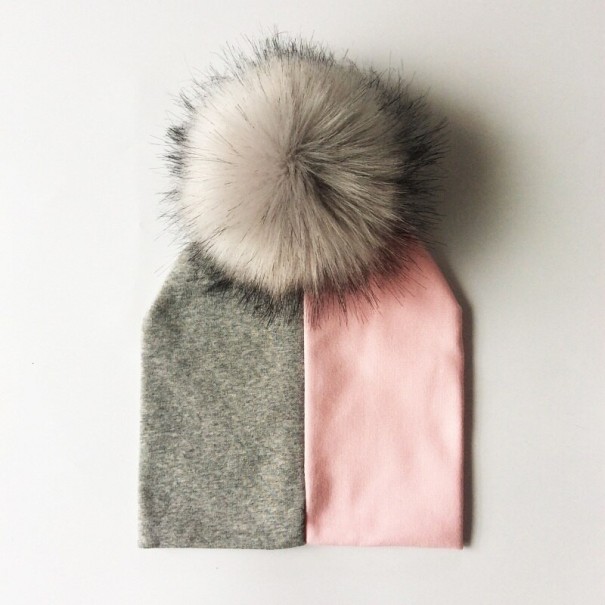 Children's Two-Coloured Hat with Pom-Pom 9