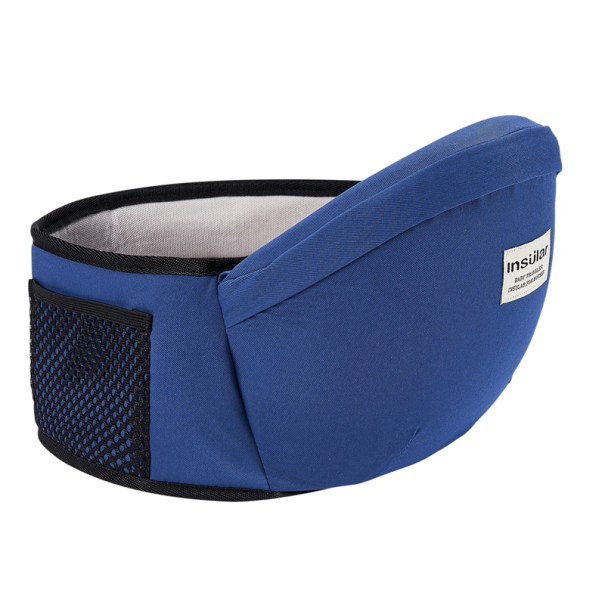 Children's Waist Carrier with a Seat Measuring 23 x 13.5 cm with Velcro and Adjustable for Waist Sizes 67 to 110 cm blue