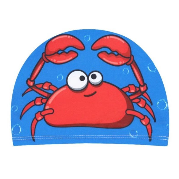 Children's Waterproof Swimming Cap Crab Print Pool Cap Elastic Swimming Gear for Kids 1