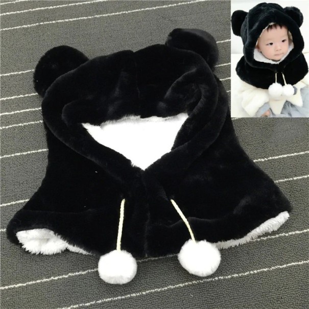 Children's Winter Plush Hat and Neck Warmer J868 black