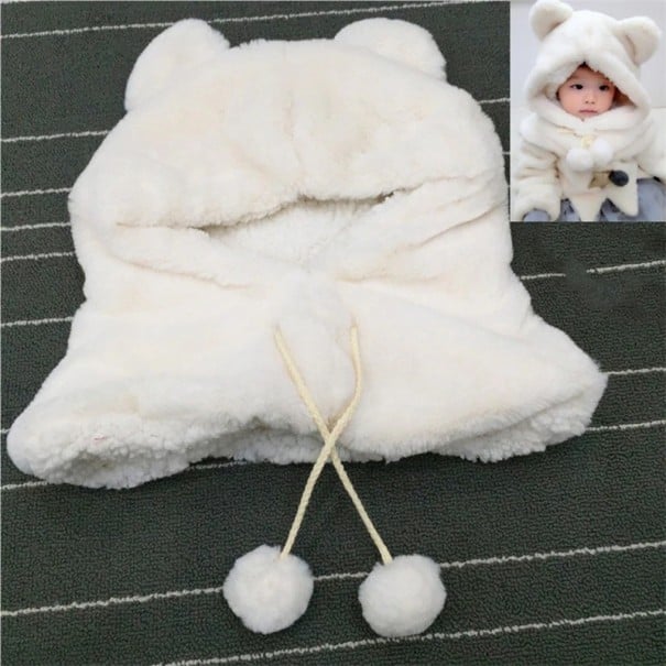 Children's Winter Plush Hat and Neck Warmer J868 white