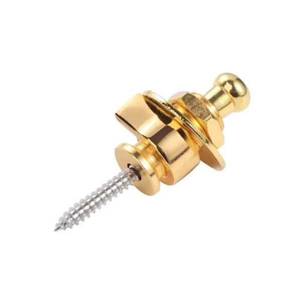 Chiusura per tracolla con testa rotonda per chitarra elettrica 1 pz Chiusura di sicurezza in metallo Colore neutro Facile montaggio Sicuro fissaggio oro