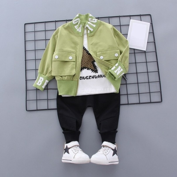 Chlapčenská bunda, tričko a nohavice L1151 svetlo zelená 4