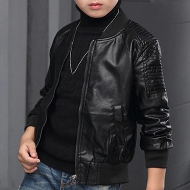 Chlapčenská kožená bunda L2055 čierna 5