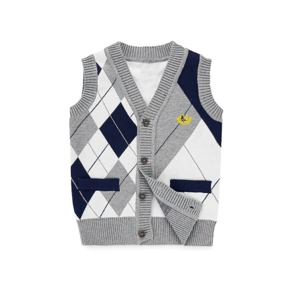 Chlapčenská pletená vesta so vzorom J1317 sivá 8