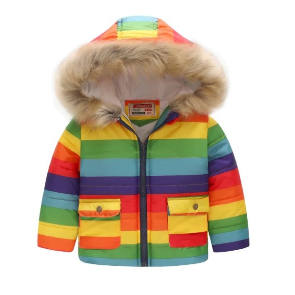 Chlapčenská zimná bunda so vzorom J671 5 prúžok