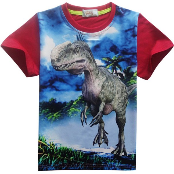 Chlapčenské 3D tričko s potlačou dinosaura J1938 červená 6