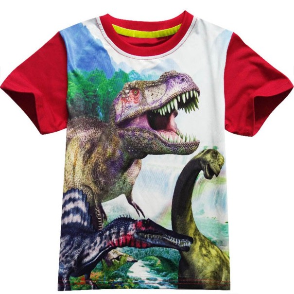 Chlapčenské 3D tričko s potlačou dinosaurov J1939 červená 6