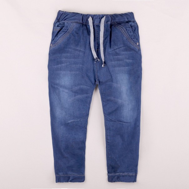 Chlapčenské džínsy na šnúrky J1324 tmavo modrá 5