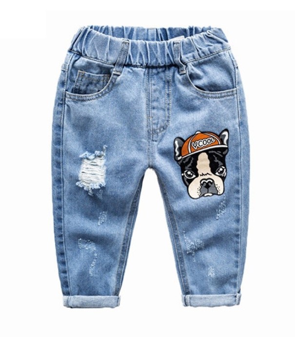Chlapčenské džínsy s karikatúrou psa - Modré 6