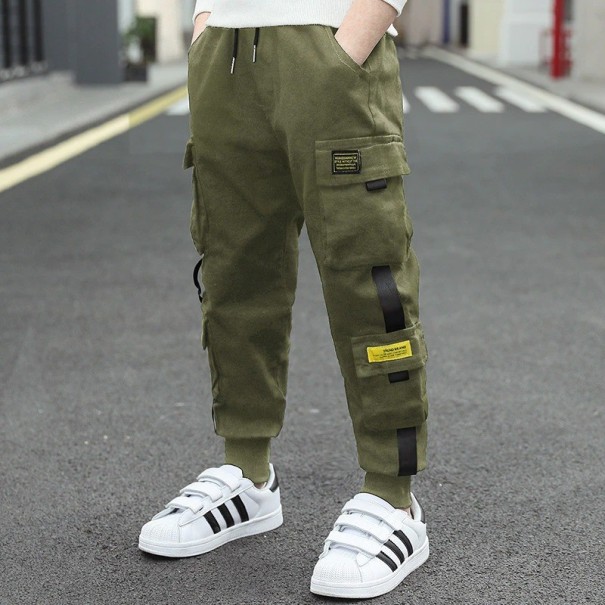 Chlapčenské nohavice L2233 armádny zelená 10