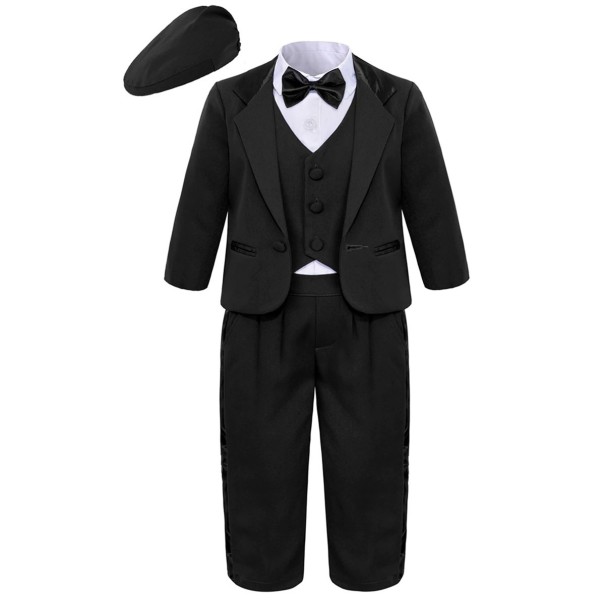 Chlapčenský oblek s čiapkou B1378 čierna 3-6 mesiacov