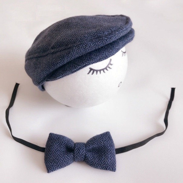 Chlapčenský set na fotenie čiapky a motýlik tmavo modrá