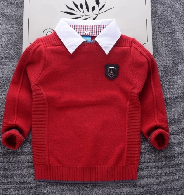 Chlapčenský sveter L972 tmavo červená 7