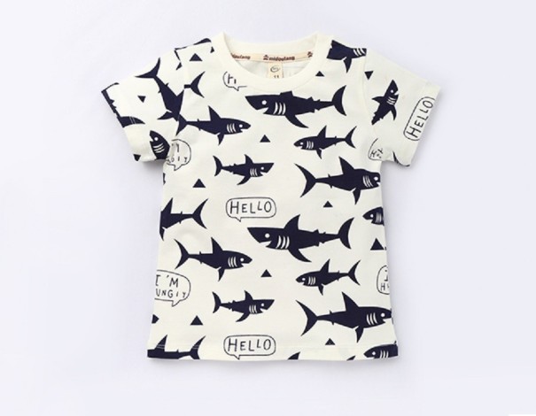 Chlapecké tričko s potiskem žraloků J2538 bílá 5