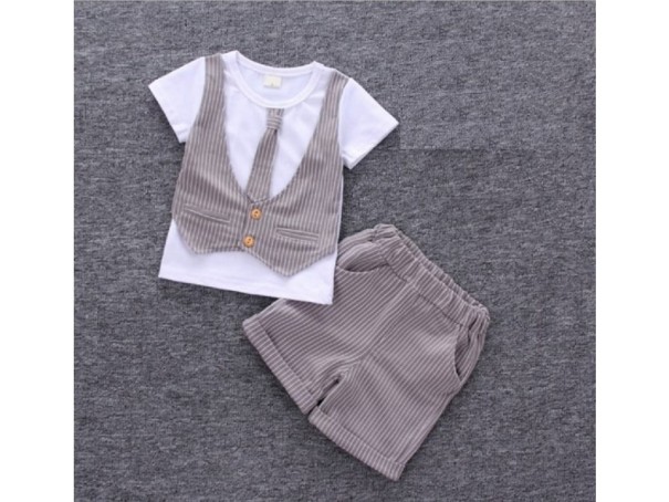 Chlapecký set ve stylu obleku s kravatou J1335 šedá 4