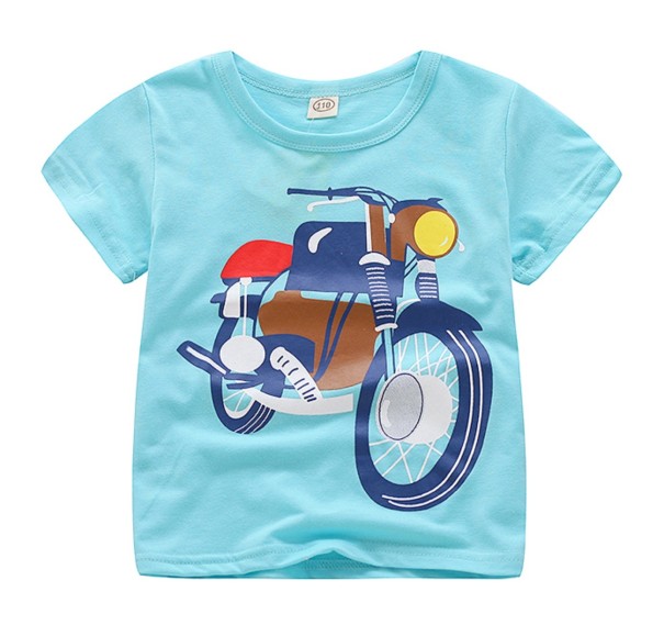 Chłopięca koszulka z motocyklem - niebieska 8