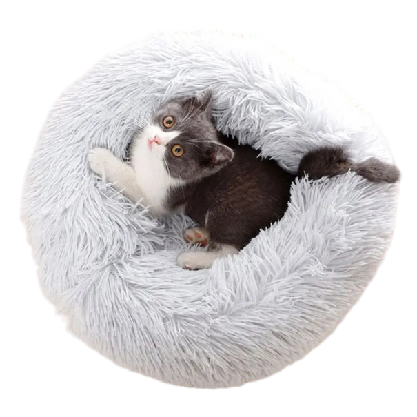 Chlupatý pelíšek pro kočky a psy 40 x 40 cm šedá