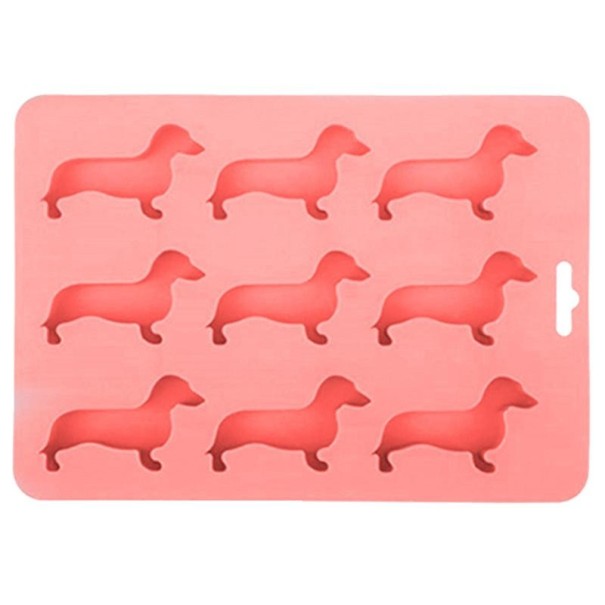 Chocoladevorm met teckelpatroon roze