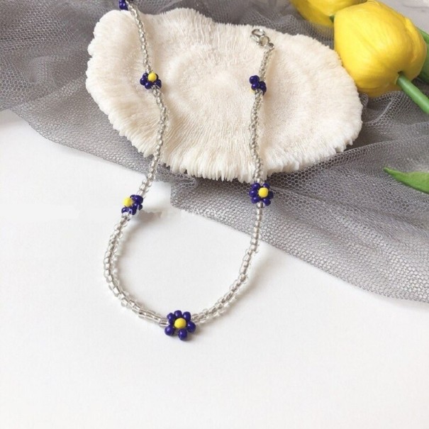 Choker cu mărgele pentru femei, cu flori 8